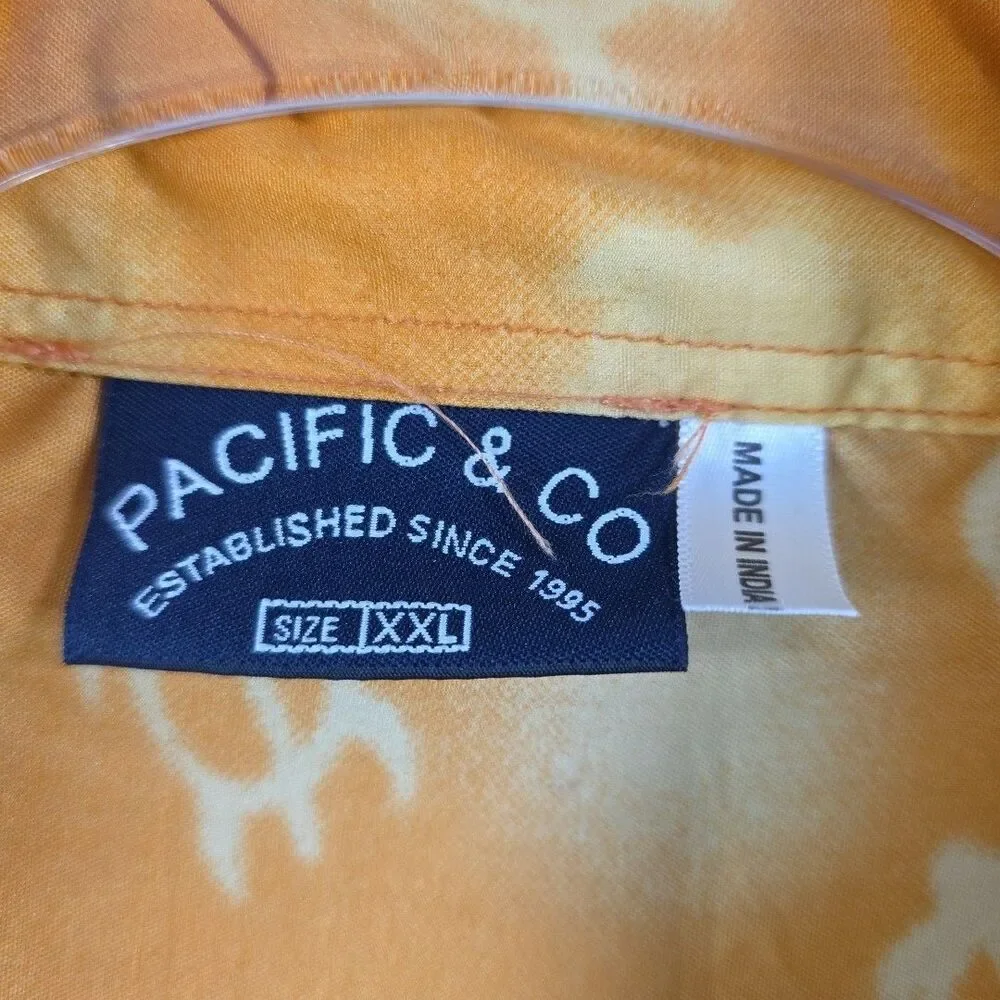 Pacific & Co Hawaiian Shirt Button Front Mens XXL Surf Boards Tropical Polyester